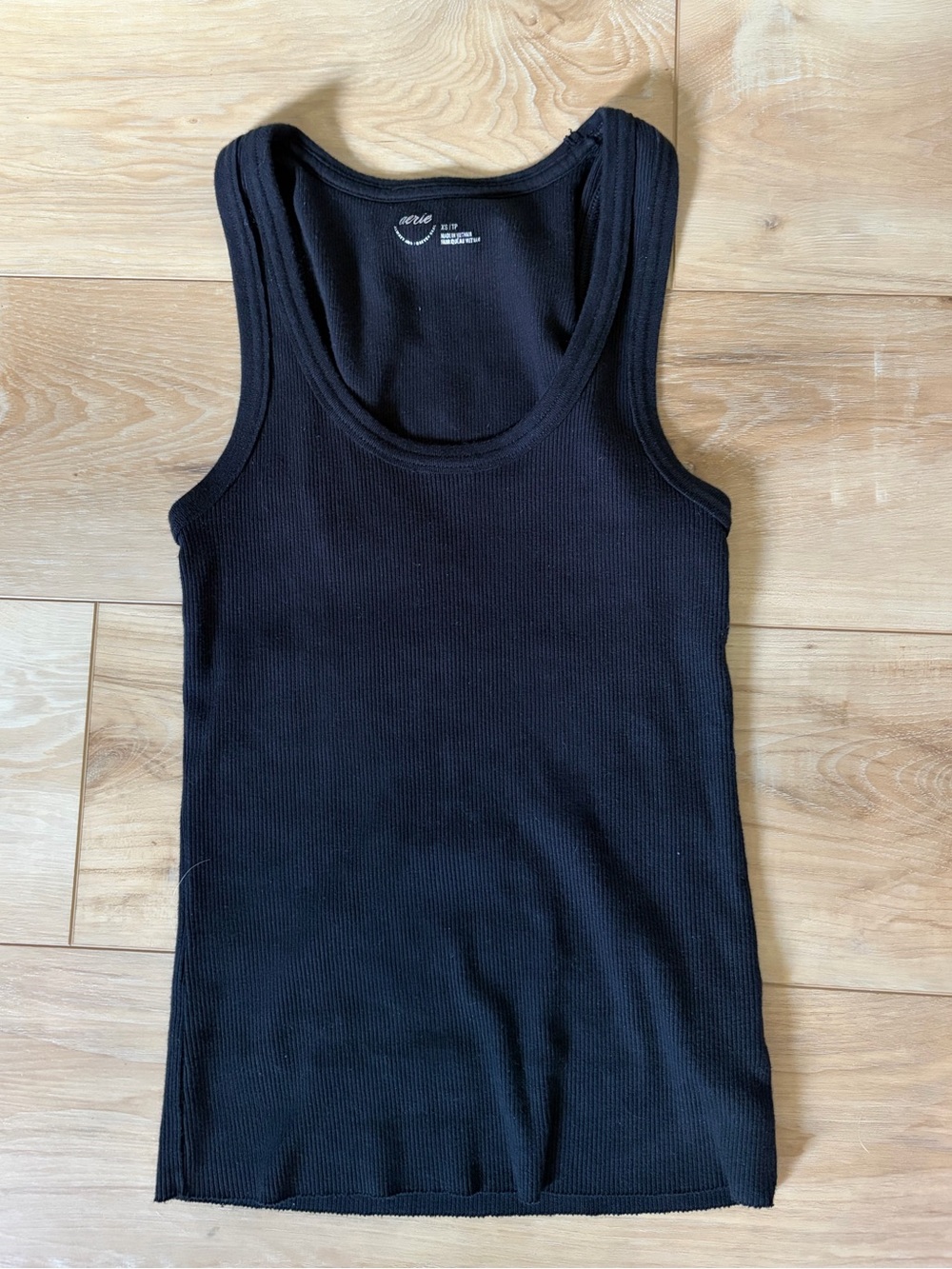 aerie Black Ribbed Tank Top